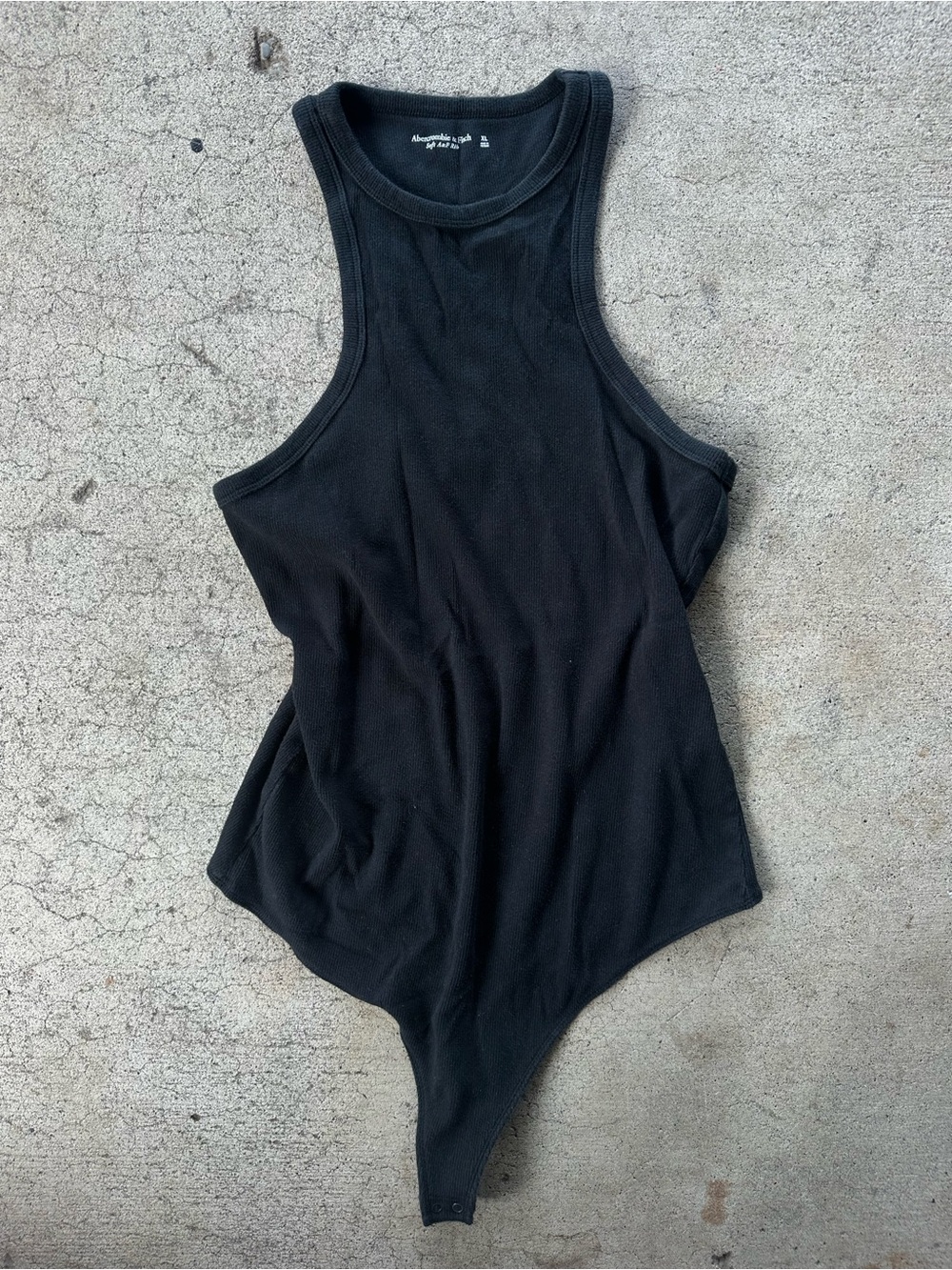 Abercrombie & Fitch Soft A&F Black Ribbed Sleeveless Bodysuit